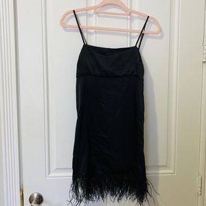 Urban Outfitters Satin Feather Black Dress